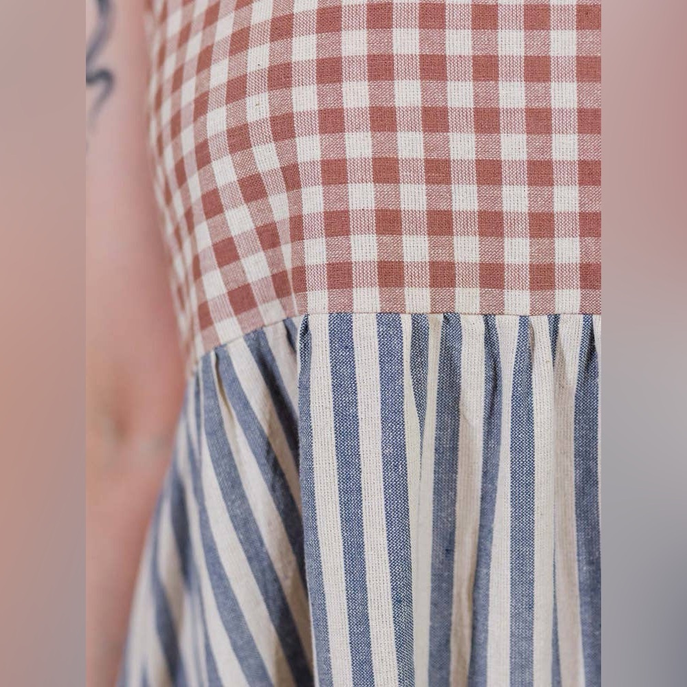 Mata Traders Lilah Gingham Striped Mixed Dress - Picture 7 of 12